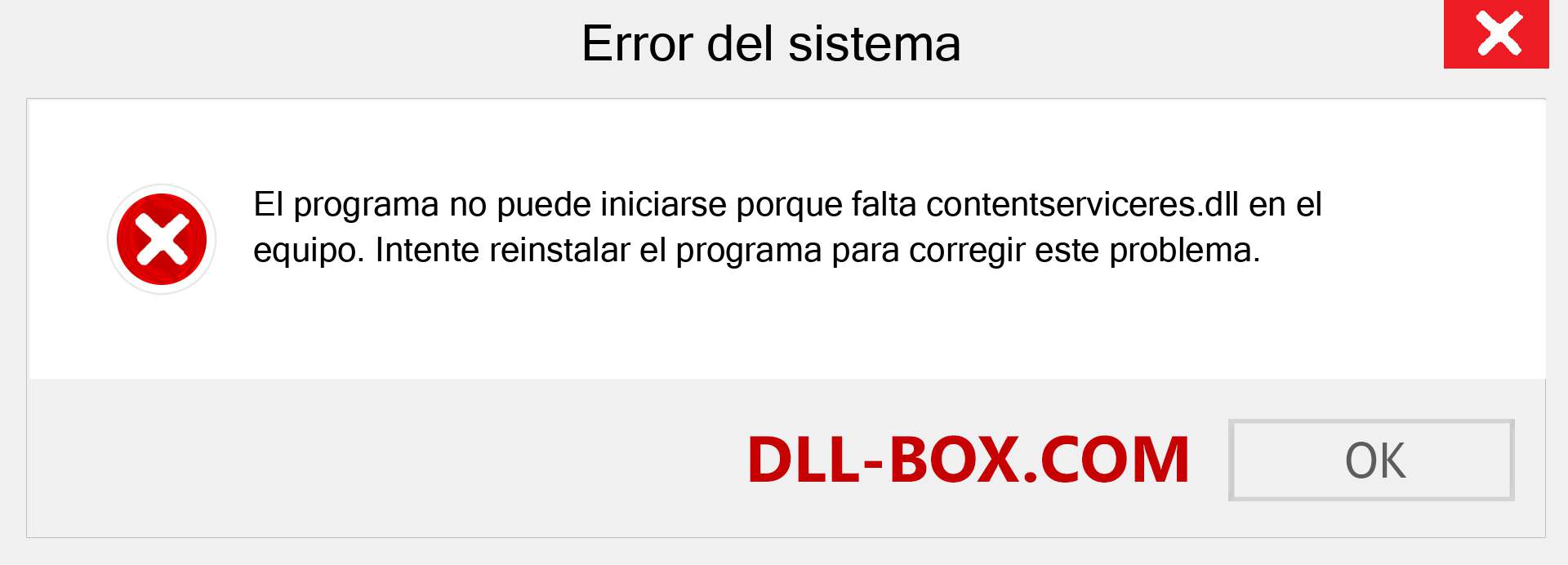 ¿Falta el archivo contentserviceres.dll ?. Descargar para Windows 7, 8, 10 - Corregir contentserviceres dll Missing Error en Windows, fotos, imágenes