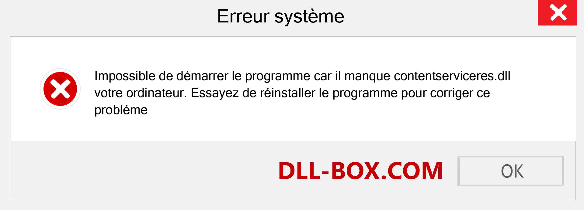 Le fichier contentserviceres.dll est manquant ?. Télécharger pour Windows 7, 8, 10 - Correction de l'erreur manquante contentserviceres dll sur Windows, photos, images