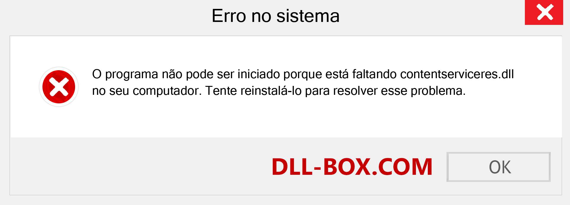 Arquivo contentserviceres.dll ausente ?. Download para Windows 7, 8, 10 - Correção de erro ausente contentserviceres dll no Windows, fotos, imagens